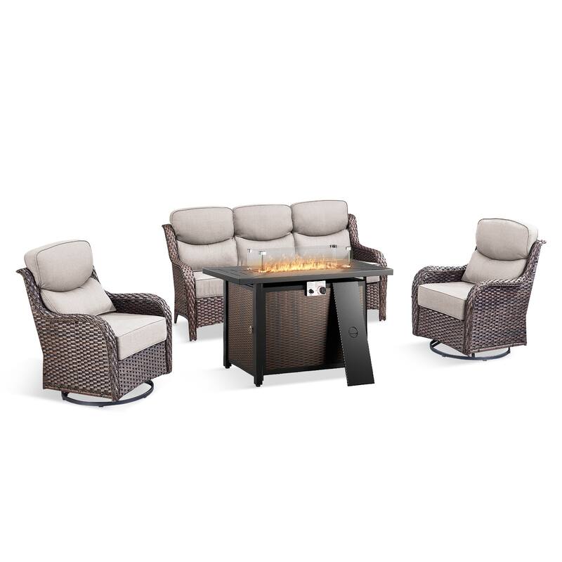 Pocassy Patio Furniture Set with 43 inch Fire Pit Table
