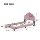 preview thumbnail 3 of 18, Twin Size Platform Bed Frame Velvet Upholstered Headboard Wooden Slats Support, Kids Wood Platform Bed Easy Assembly