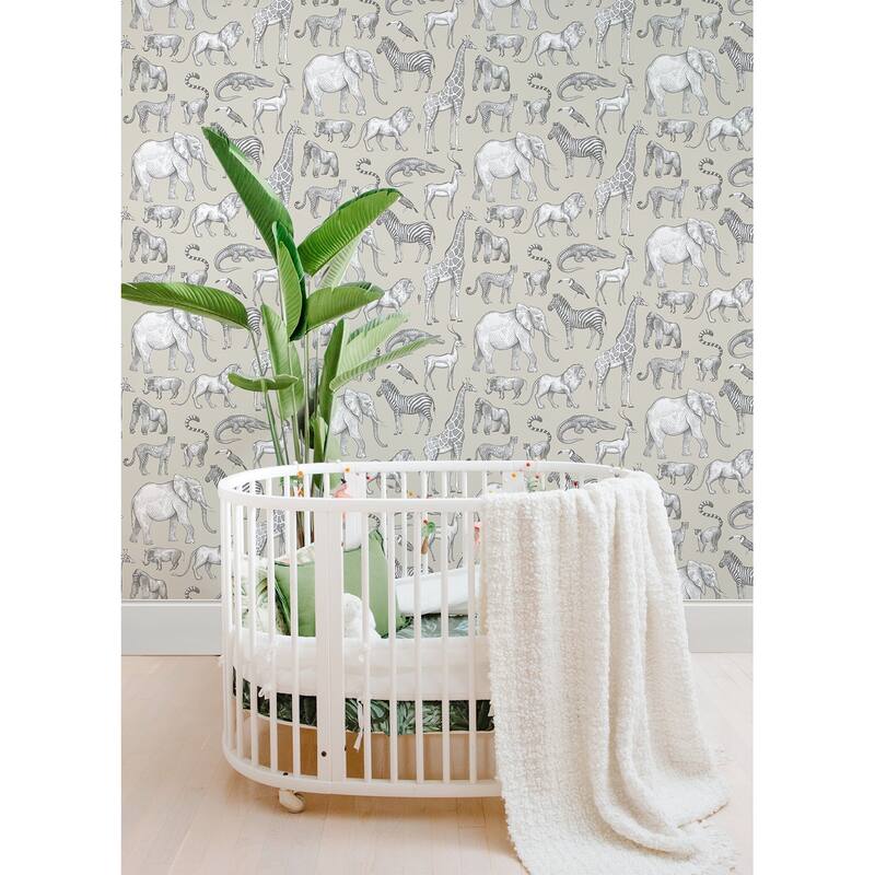 Chesapeake Kenji Taupe Safari Wallpaper - 20.9 x 396 x 0.025