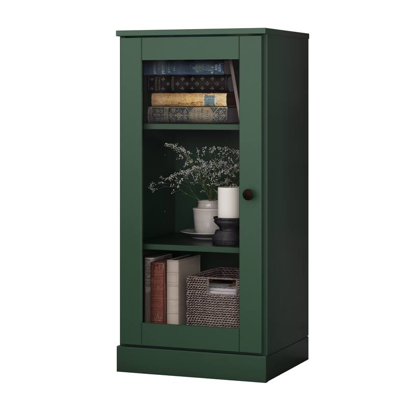 Palace Imports 100% Solid Wood 3-Shelf Bookcase with Clear Glass Door and Adjustable Shelves