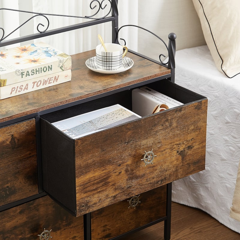 Wide Dresser / TV Stand With Space-saving 5 Drawers Dresser By Bedroom,Brown Grey