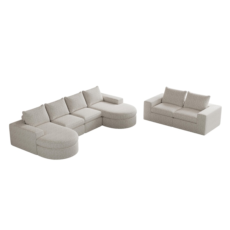 Roomfitters 99" Modern Chenille Cloud Curved Sectional Sofa with Chaise, L-Shaped Couch, for Living Room or Apartment