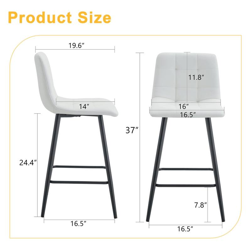 Modern Pu Bar Chair Set-Two Pieces, Stable Comfort.Checkered Design,Metal Legs,Suitable For Placement In Bars