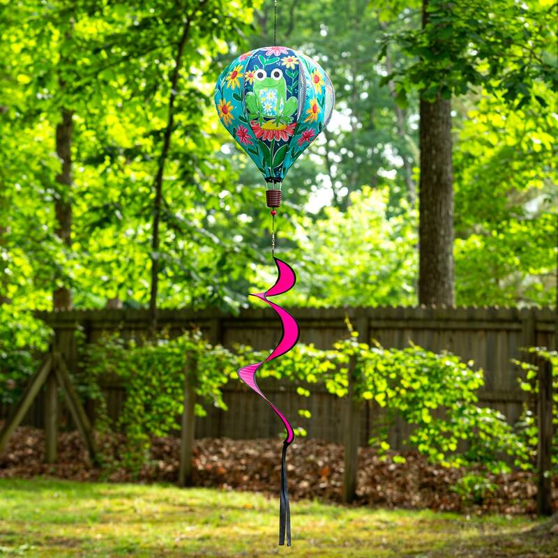 Welcome Friends Frog Burlap Balloon Spinner