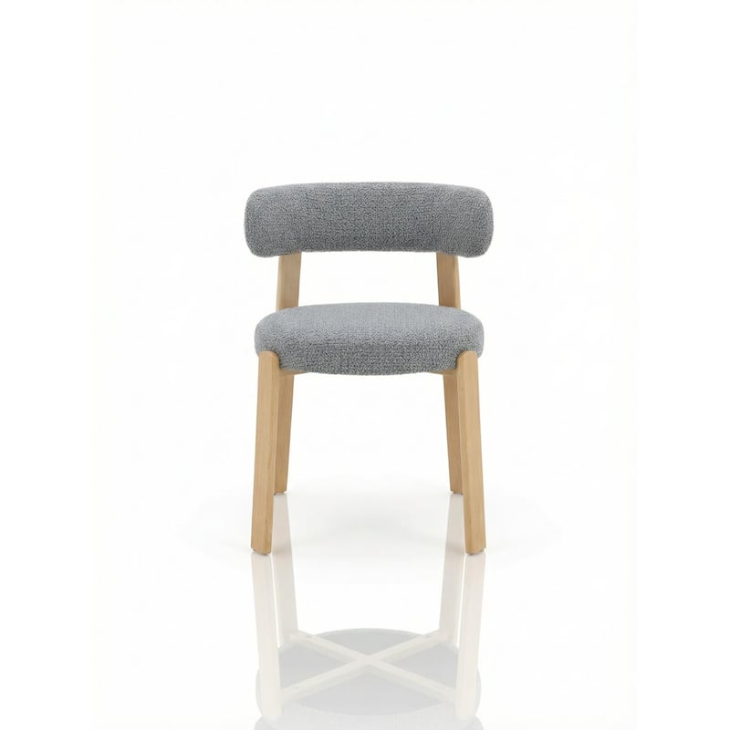 Upholstered Curved Back Wood-look Metal Frame 2pc Dining Chairs - N/A