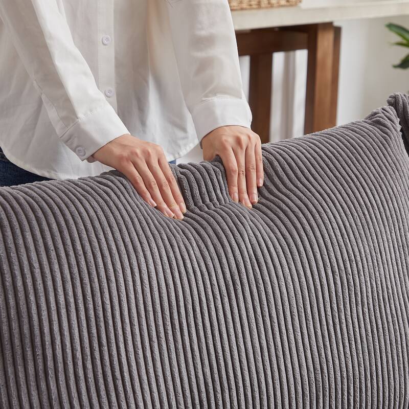 Modular Sectional Sofa with Chaise Lounge, Corduroy Upholstered 4 Seater Sofa, Corner Sofa with 2 Cushions & USB Charging Ports