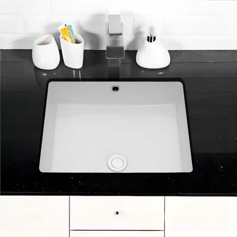 Dornberg 20"x15.5" White Ceramic Rectangular Undermount Bathroom Sink with Overflow
