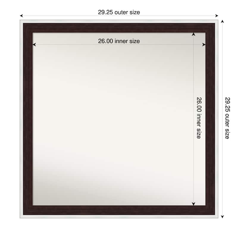 Maya Non-Beveled Framed Wall Mirror - 29 x 29 in - Maya Espresso Silver