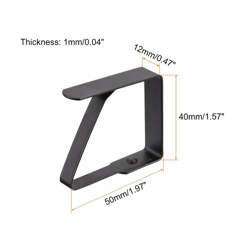 Tablecloth Clips 50mmx40mm 420 Stainless Steel Table Cloth Holder 2Pcs - Black