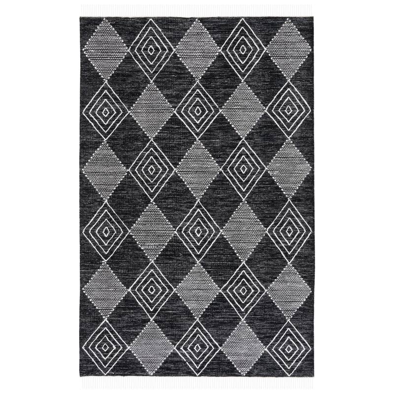 SAFAVIEH Handmade Flatweave Kilim Zohra Rustic Boho Rug - 6' Square - Black/Ivory