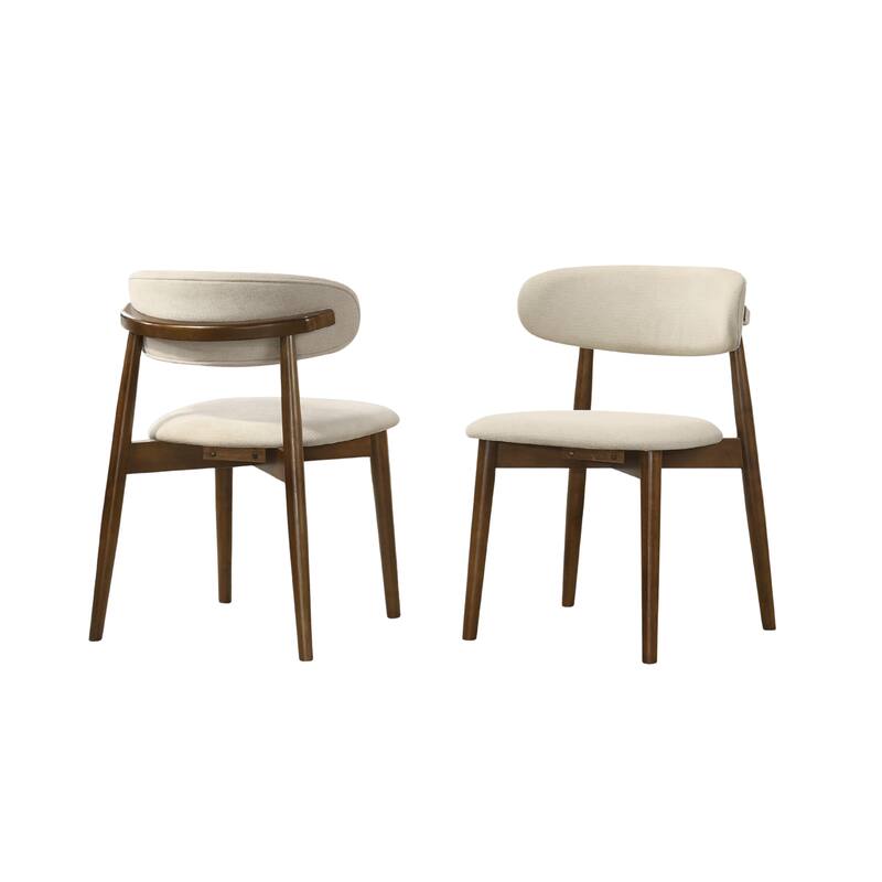 Roundhill Furniture Arnott Upholstered Dining Chairs, Set of 2, Walnut Finish.