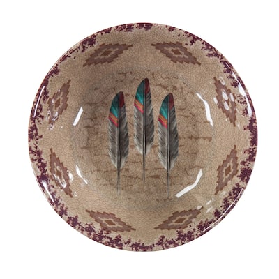 HiEnd Accents Feather Design Melamine Bowl, 4 PC