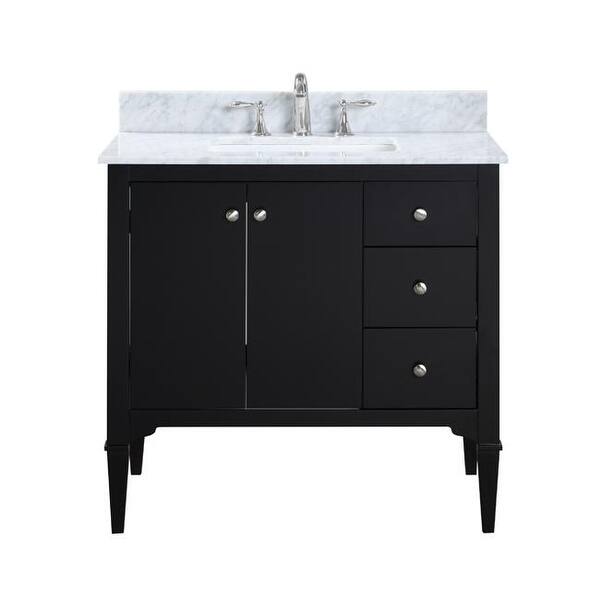 36 Inch Freestanding Black Bathroom Vanity With White Quartz Top Overstock 31979938