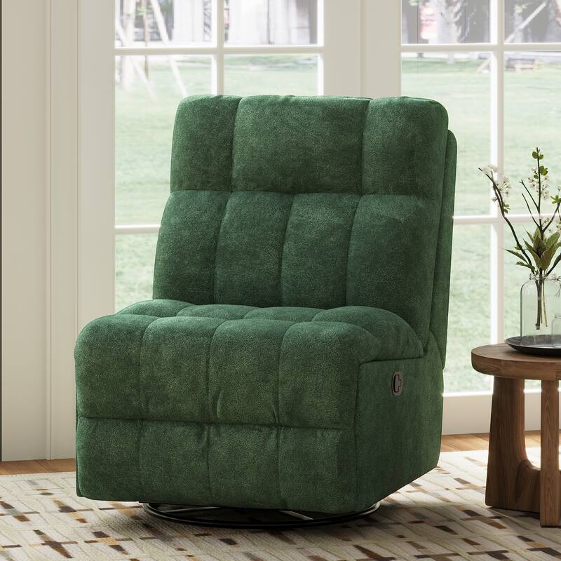 360° Swivel Rocker Recliner Chair Chenille Upholstered Manual Recliner