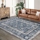 preview thumbnail 11 of 38, Washable Area Rug for Entryway Moss Soft Indoor Door Mat Distressed Floral Low-Pile Kitchen Rugs 10*13ft - Blue