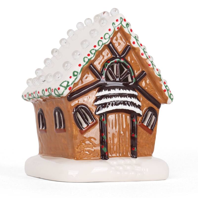 Ceramic Christmas Decor with Christmas Tree Lights - Gingerbread