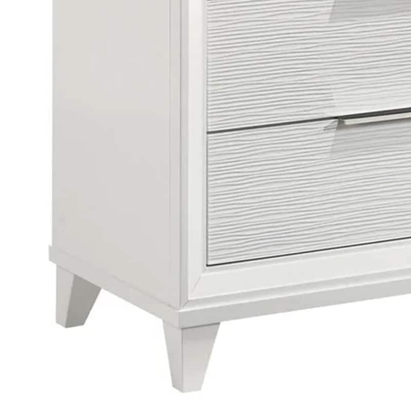 Ressy Tall Dresser Chest with 5 Drawers, Contemporary White Wood