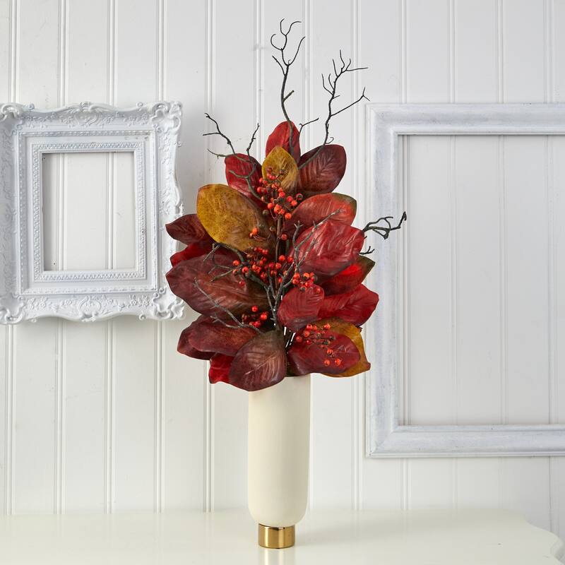 Artificial Plant 23In Gray Planter Indoor Outdoor Home Decor - Red - 38