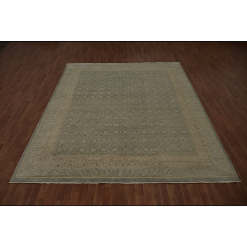 Hand Knotted Oriental 100% Wool Carpet Transitional All-Over Greys & Charcoal Khotan Area Rug - 10' 1'' X 8' 2''