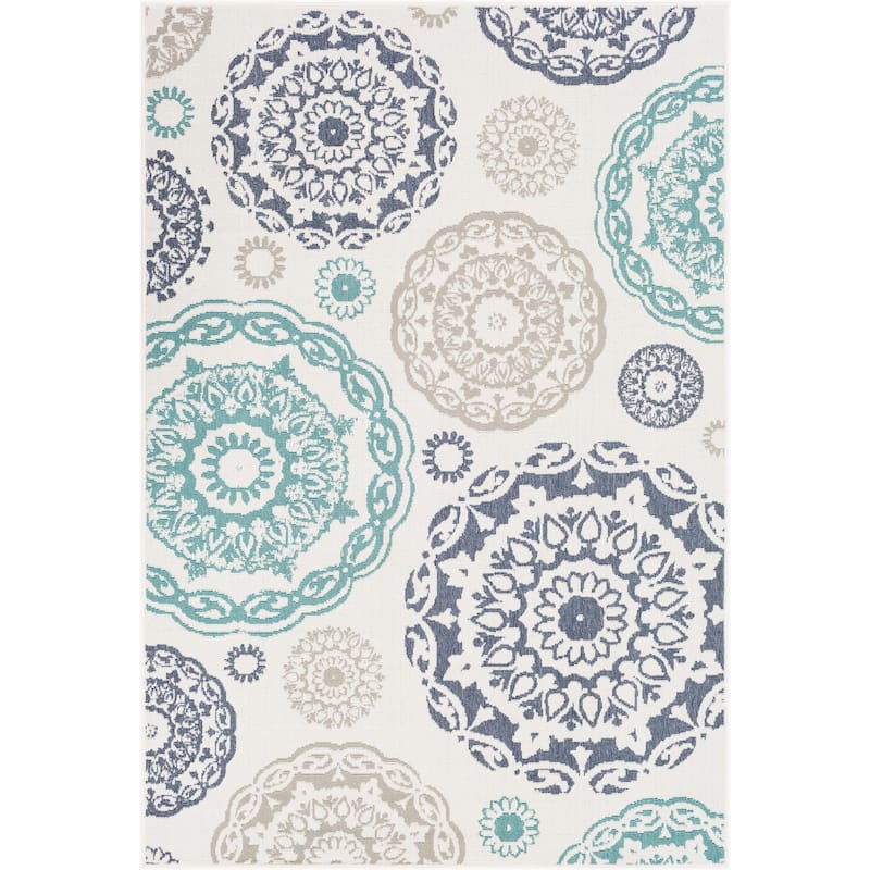 Livabliss Transitional Alfresco Medallion Indoor/Outdoor Area Rug