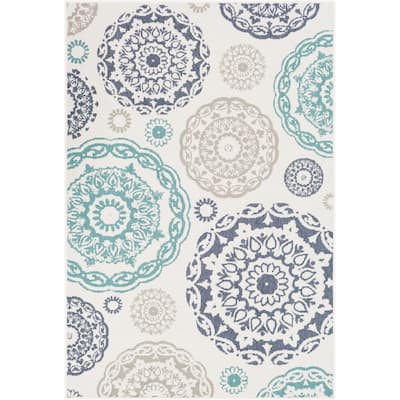 Livabliss Transitional Alfresco Medallion Indoor/Outdoor Area Rug