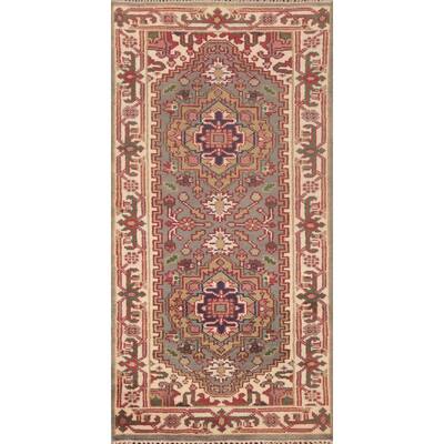 Geometric Heriz-Serapi Accent Rug Handmade Oriental Wool Carpet - 2'6"x 5'10"
