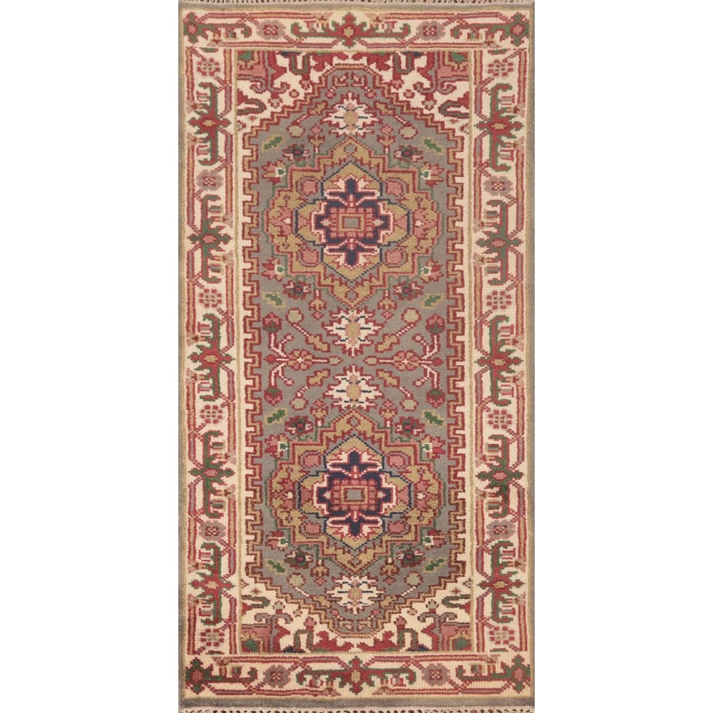 Geometric Heriz-Serapi Accent Rug Handmade Oriental Wool Carpet - 2'6"x 5'10"