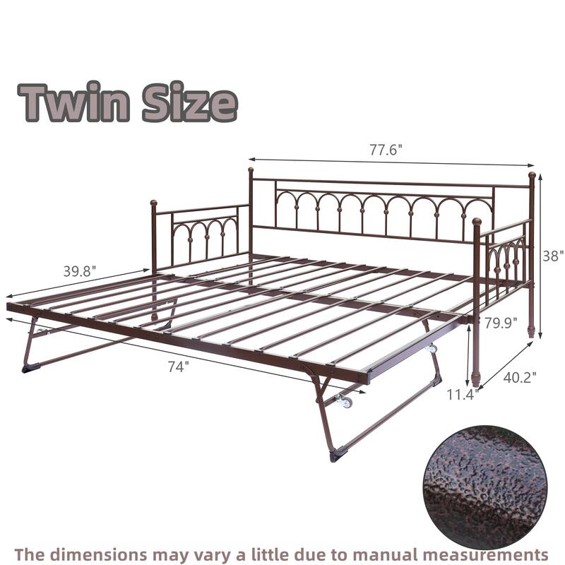 Twin Daybed with Trundle,Day Bed with Trundle Bed Twin,Pop Up Trundle Bed