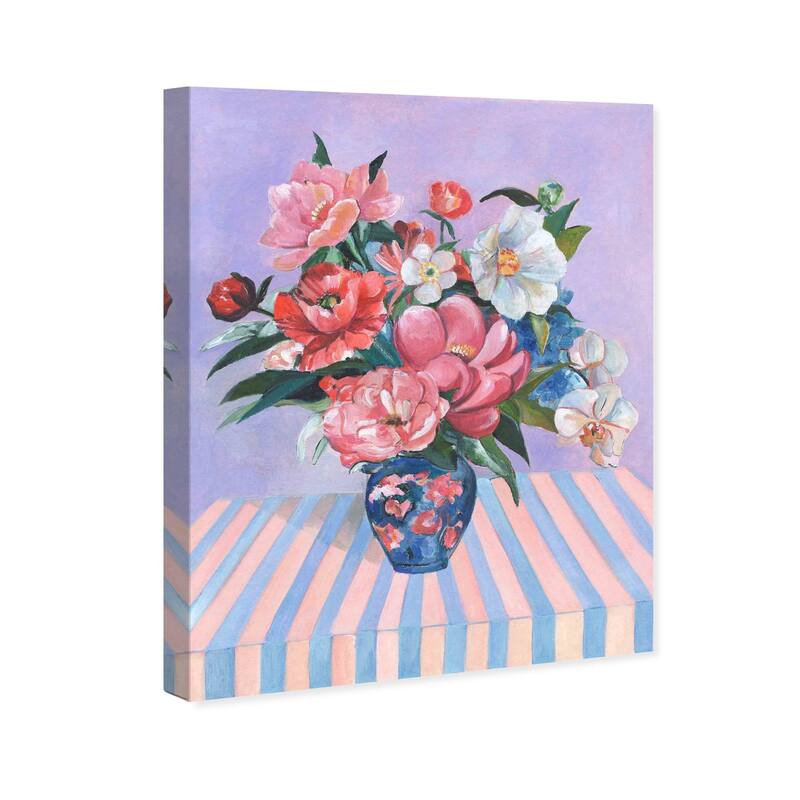 Wynwood Studio Canvas Floral and Botanical Creative bouquet Purple and Pastel Purple Global Wall Art Canvas Print