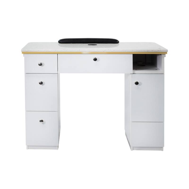 NAPA Manicure Table Nail Station, Salon Furniture & Equipment, White/Gold