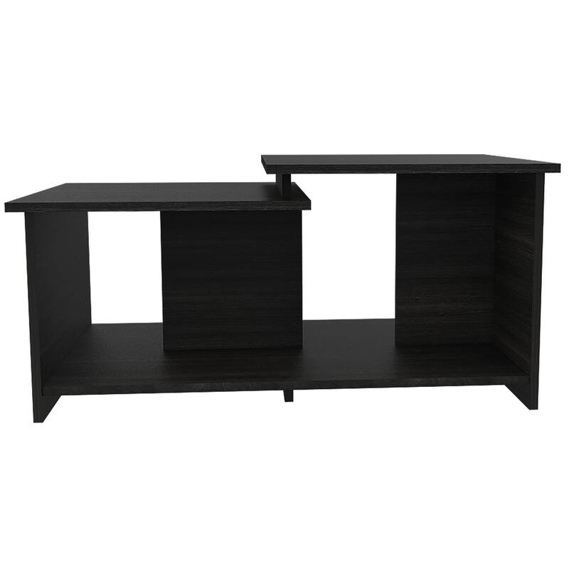 35" Black Wood Coffee Table Rectangular Modern Storage Table for Contemporary Living Spaces