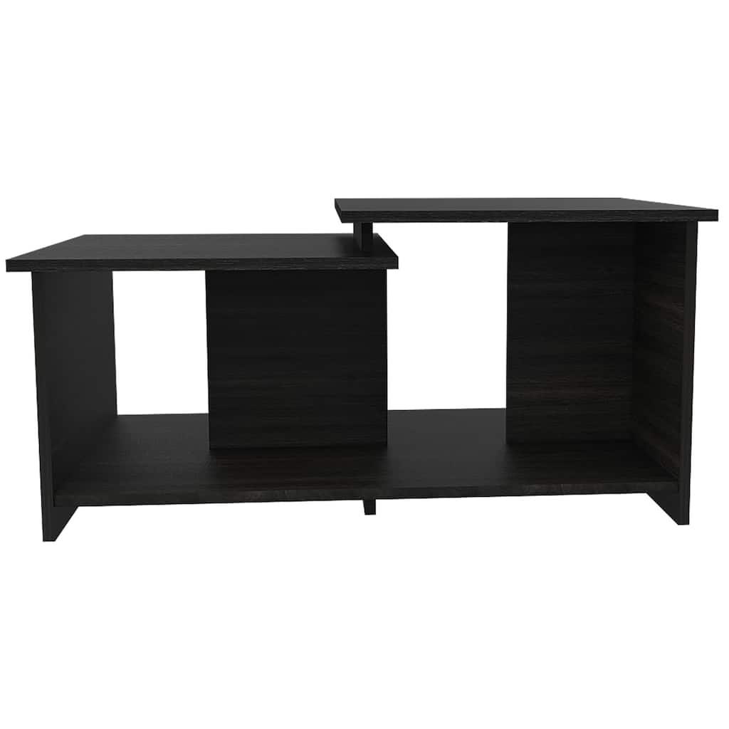35" Black Wood Coffee Table Rectangular Modern Storage Table for Contemporary Living Spaces