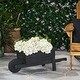 preview thumbnail 1 of 11, Wooden Wheelbarrow Planter Pot Garden Dark Grey Cart Planter Box