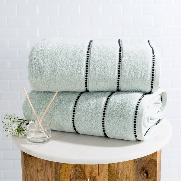 slide 2 of 6, 2-Piece Luxury Bathroom Towels Set - Made From Washable 100% Zero Twist Cotton by Lavish Home (Seafoam) Seafoam