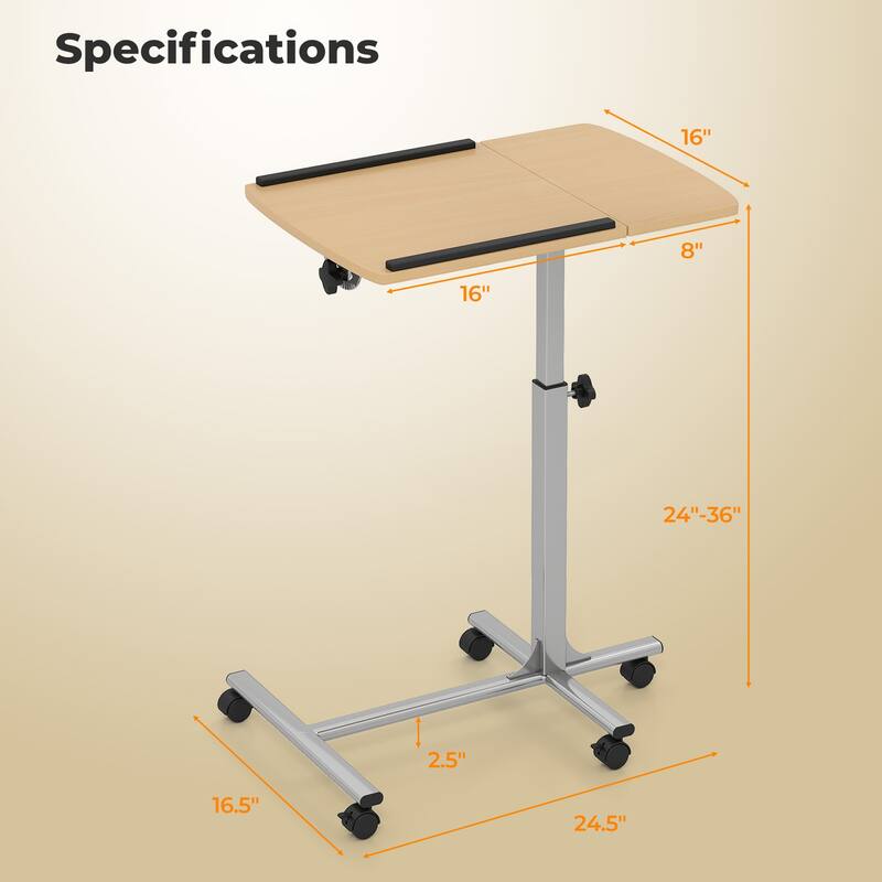 Gymax Mobile Standing Desk Height Adjustable Sit to Stand Laptop Desk