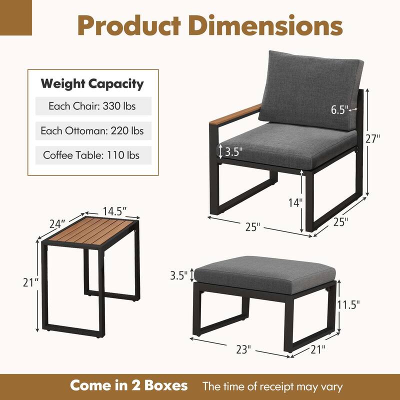 5 PCS Patio Furniture Set Weatherproof Outdoor Conversation Set