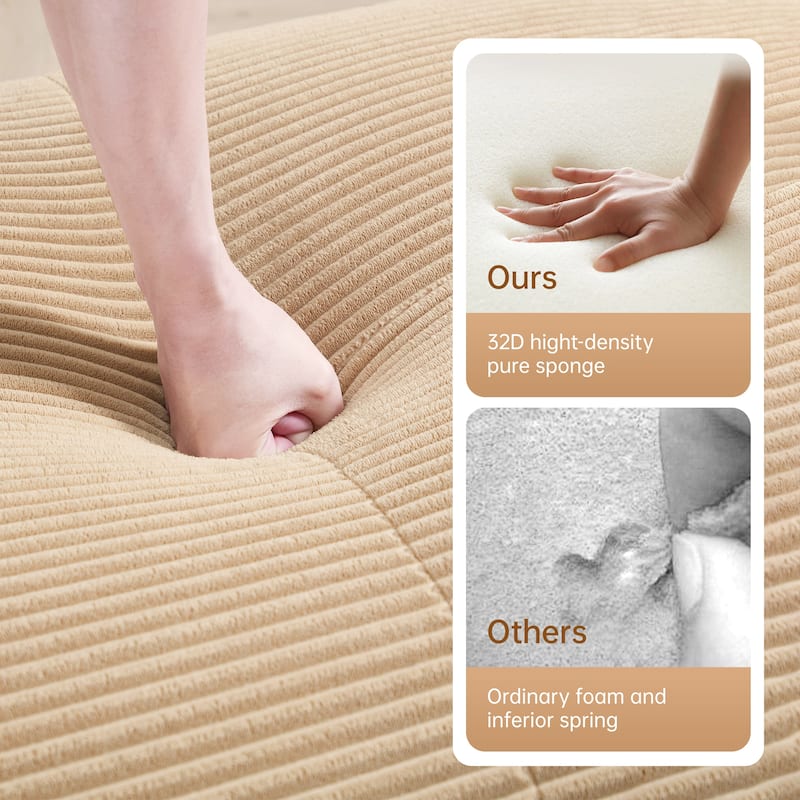 Anmytek Modern 3 Seat Modular Corduroy Sofa Camel No Assembly Sectional Couch