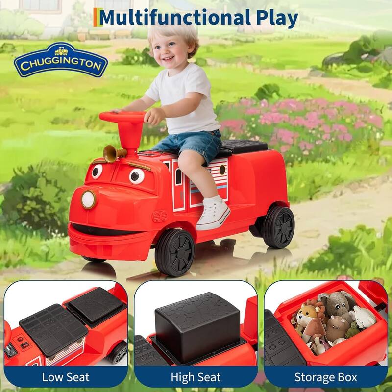 12V Kids Ride On Toy Car, 2-Seater Ride On Train Trackless