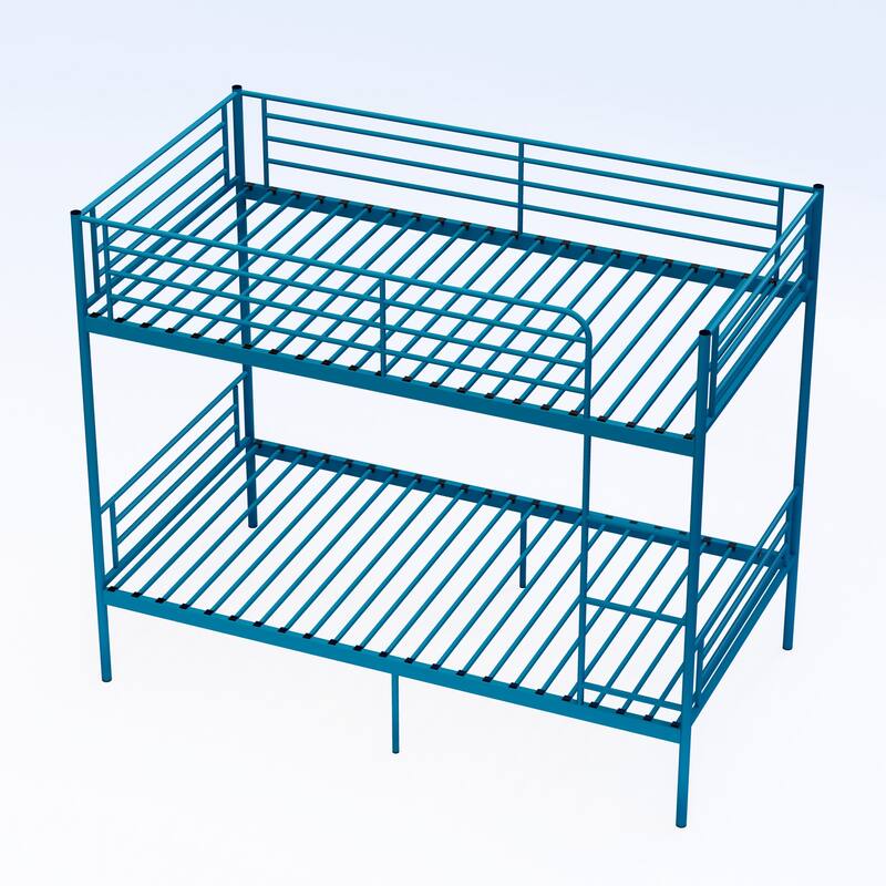 Bunk Bed with Ladder and high Guardrail, Able to Split, Metal Bunk Bed, Storage Space, Noise Free,Twin Over Twin Size