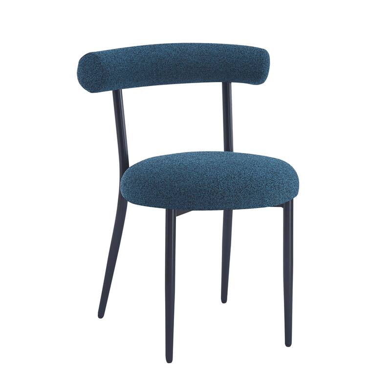 Open Back Upholstered Dining Chair Set of 2 Modern Kitchen Chairs with Metal, Fabric Dining Room Chairs for Living Room