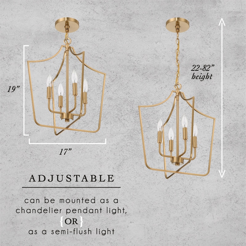 Constance Tapered Metal Chandelier Style Ceiling Light - 17.0"L x 17.0"W x 19.0"H