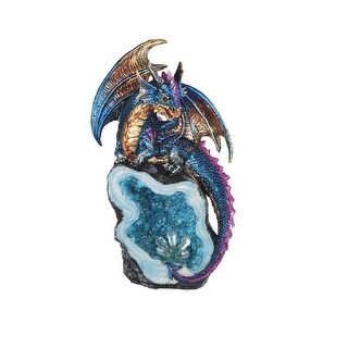 Q-Max 8"H Colorful Baby Dragon Guarding Blue Crystal Cave Statue ...