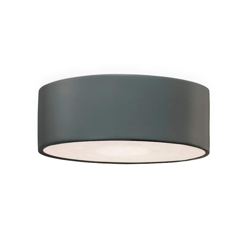 Justice Design Group Short Round LED Outdoor Flush-Mount - Pewter Green