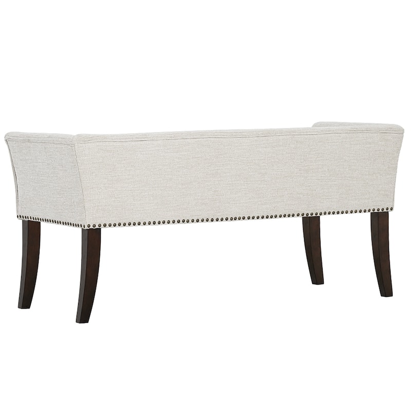 Madison Park Welburn 49.5" Upholstered Bench with Back & Wood Legs