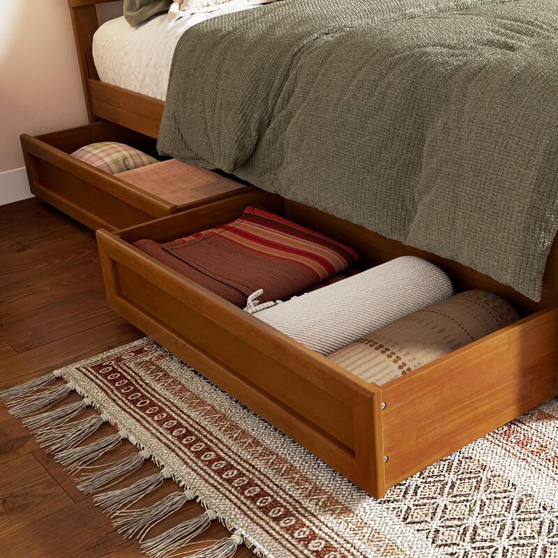 Queen-King-Twin XL Mid-Century Modern Under Bed Storage Drawers