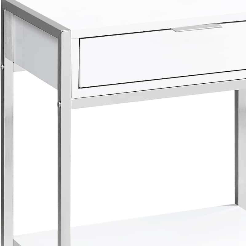 Modern 24" Bedside Table with Drawer and Shelf Rectangular Wood Top and Metal Frame Accent Table - 19.5”L x 12.75”W x 23.75”H