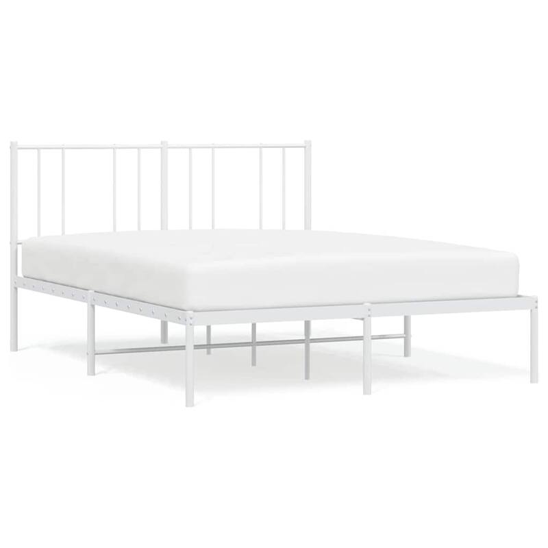 vidaXL Metal Bed Frame with Headboard, No Mattress