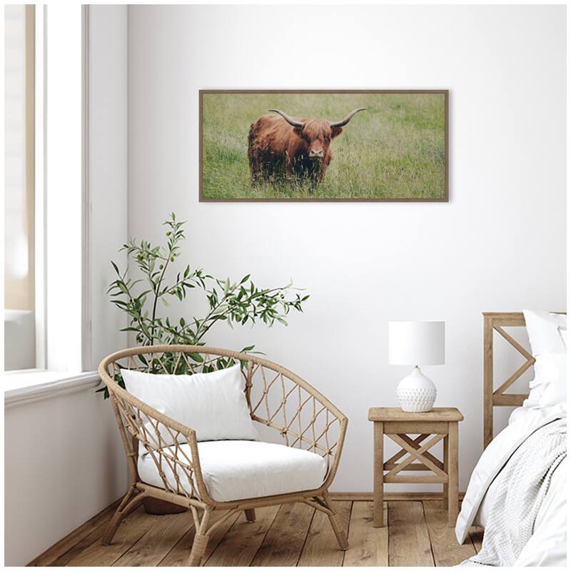 Kate and Laurel Highland Cow I by Laura Evans Framed Canvas Wall Art Print