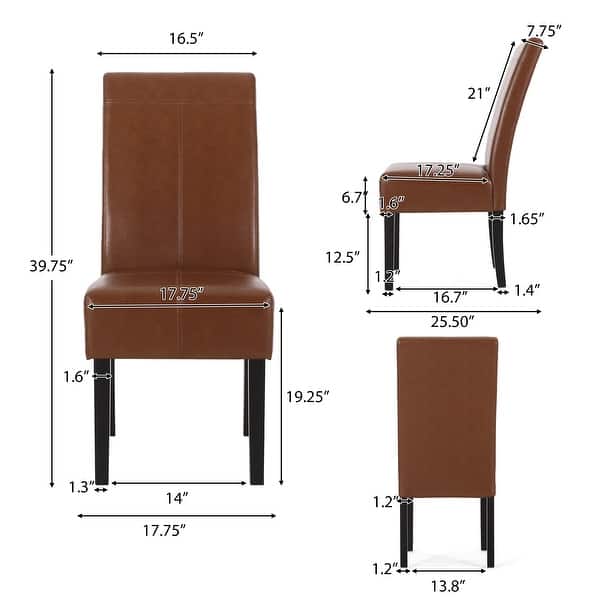 T Stitch Chocolate Brown Bonded Leather Dining Chair Set Of 4 By Christopher Knight Home