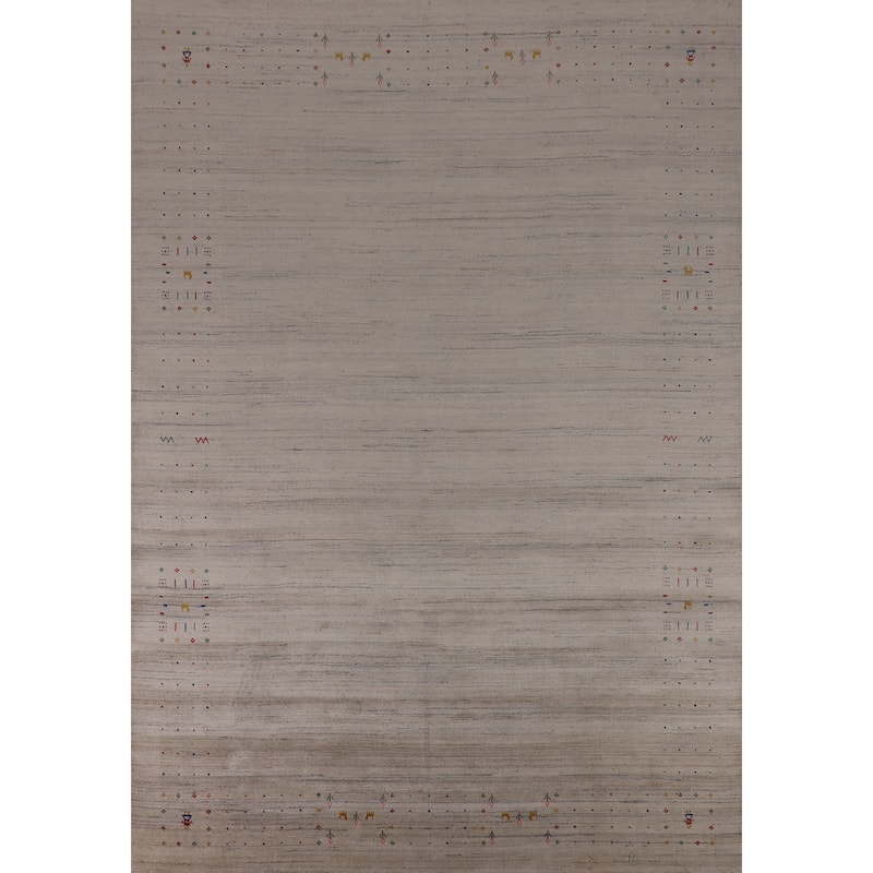 Tribal Gabbeh Indian Area Rug Hand-Knotted Wool Carpet - 8'6" x 11'7"